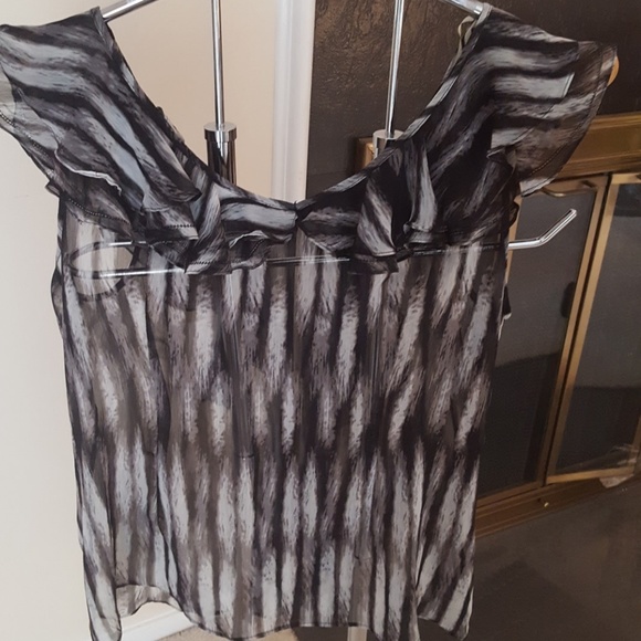 Worthington Tops - Womens Shear Short Sleeve Ruffled Blouse 1X